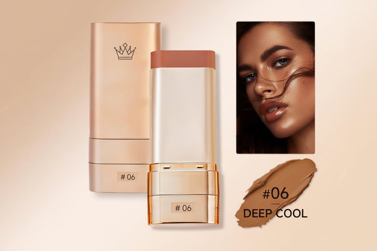 QIANWHITE Luminous Dual-Ended Concealer Foundation Stick with Built-In Brushes Complimentary Puff 24H Long-Lasting Waterproof Sweatproof One-Swipe Even Flawless Base Clear Radiant Skin Foundation Stick