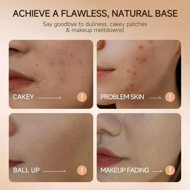 QIANWHITE Luminous Dual-Ended Concealer Foundation Stick with Built-In Brushes Complimentary Puff 24H Long-Lasting Waterproof Sweatproof One-Swipe Even Flawless Base Clear Radiant Skin Foundation Stick