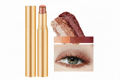 3-In-1 Zaidoc Easy Eyeshadow Stick for Beginners,Smudgeproof in Seconds, One-Stroke Application,Creamy Shimmer Trio Eyeshadow Stick Waterproof Longwear Liquid Eyeliner Color Changing Lip Oil Trio Waterproof Shiny Diamond Eyeshadow