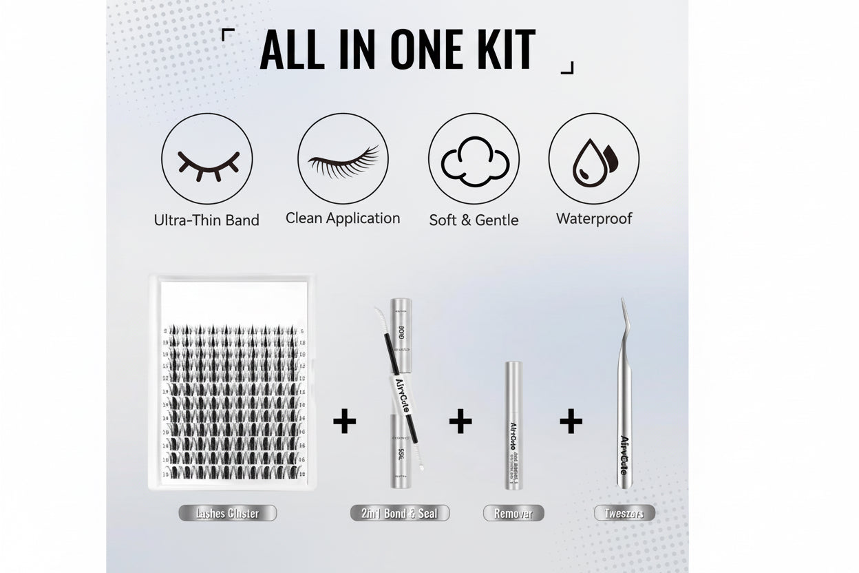 Viva | Airycute Mangamagic Collection Upgrade U Lashes with Ultra-Dense, Waterproof, Long-Lasting Lashes | Fairy | Fashion Wet Look | Beginner-Friendly DIY Lashes for a Flawless, Voluminous Look | Trendy & Must-Have Clusters