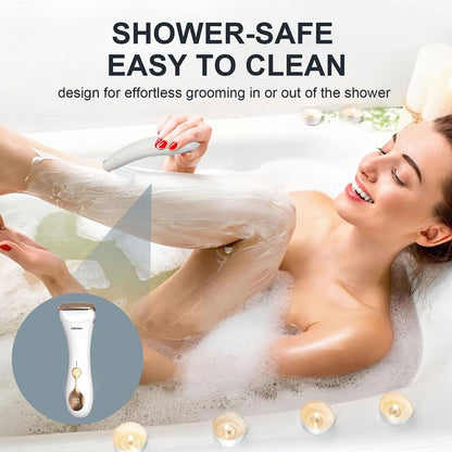 Smooth & Safe Electric Shaver for Women, Rechargeable Dry Use Razor for No Nicks & Bumps on Legs, Underarm, Bikini Area, Gentle Lady Shaver