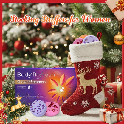 Bodyrefresh Shower Steamers – 8 Pack Aromatherapy Shower Bombs with Essential Oils | Stress Relief Self-Care SPA | Birthday & Christmas Gifts for Women, Mom, Girlfriend, Teacher