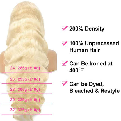 Cute Bein 613 Blonde 13X6 HD Lace Frontal Wig Pre Plucked Corlored Lace Front Human Hair Wigs for Women Can Be Dyed & Restyle