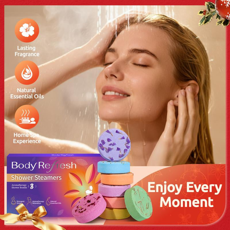 Bodyrefresh Shower Steamers – 8 Pack Aromatherapy Shower Bombs with Essential Oils | Stress Relief Self-Care SPA | Birthday & Christmas Gifts for Women, Mom, Girlfriend, Teacher