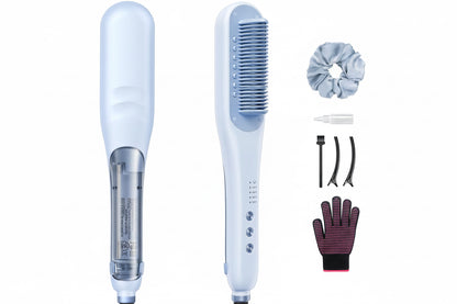 Wavytalk Steamline Pro Steam Hair Straightener Brush Hair Straightening Comb with Scrunchie and Glove