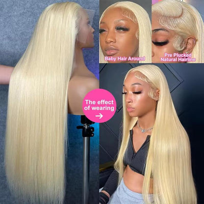 Cute Bein 613 Blonde 13X6 HD Lace Frontal Wig Pre Plucked Corlored Lace Front Human Hair Wigs for Women Can Be Dyed & Restyle