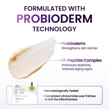 BIOHEAL BOH Probioderm 3D Lifting Cream 1.7 Fl Oz | Advanced Korean Anti-Aging Probiotic Facial Night Cream with 17-Peptide Complex & Patented Probioderm for Wrinkles on Face and Neck