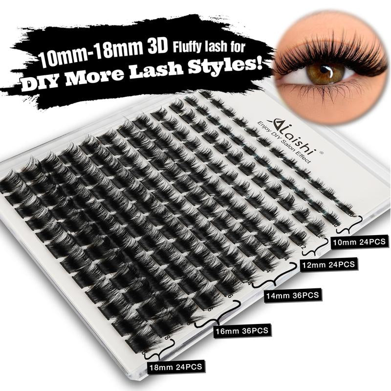 AILAISHI Classic Black and White 3D Eyelash Cluster Set, DIY Eyelash Extension 10-18Mm, 144Pcs D-Curled Soft Natural Eyelashes, with Eyelash Adhesive and Sealant, Tweezers, Makeup Remover , Tiktok Shop Holiday Haul