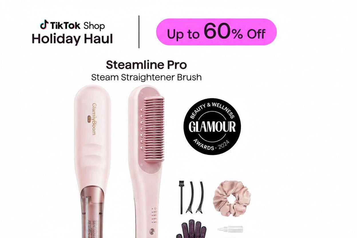 Wavytalk Steamline Pro Steam Hair Straightener Brush Hair Straightening Comb with Scrunchie and Glove