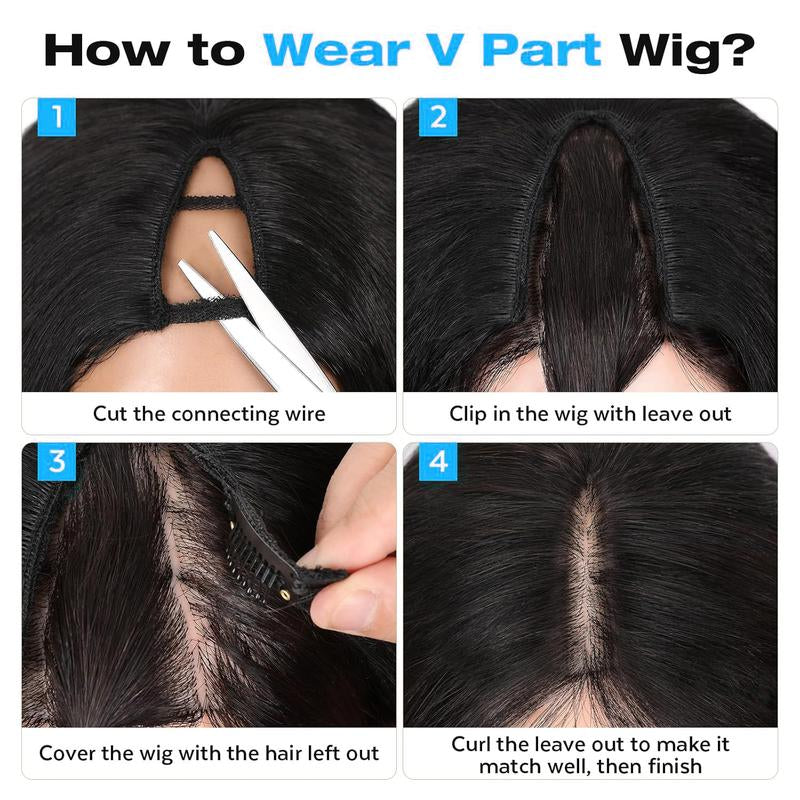 New Afro V Part with Curly in the End Wig Kinky Synthetic Hair Texture with Unique Bouncy Curls in the End 20 Inch Soft Curly Full Hair V Part Wigs Synthetic for Women No Leave Out Clip in Half Wig
