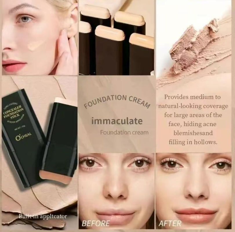 Black Friday Deals 5-Color Dual-Ended Foundation & Concealer Stick with Built-In Brush – Moisturizing, Lightweight, Long-Lasting Flawless Makeup