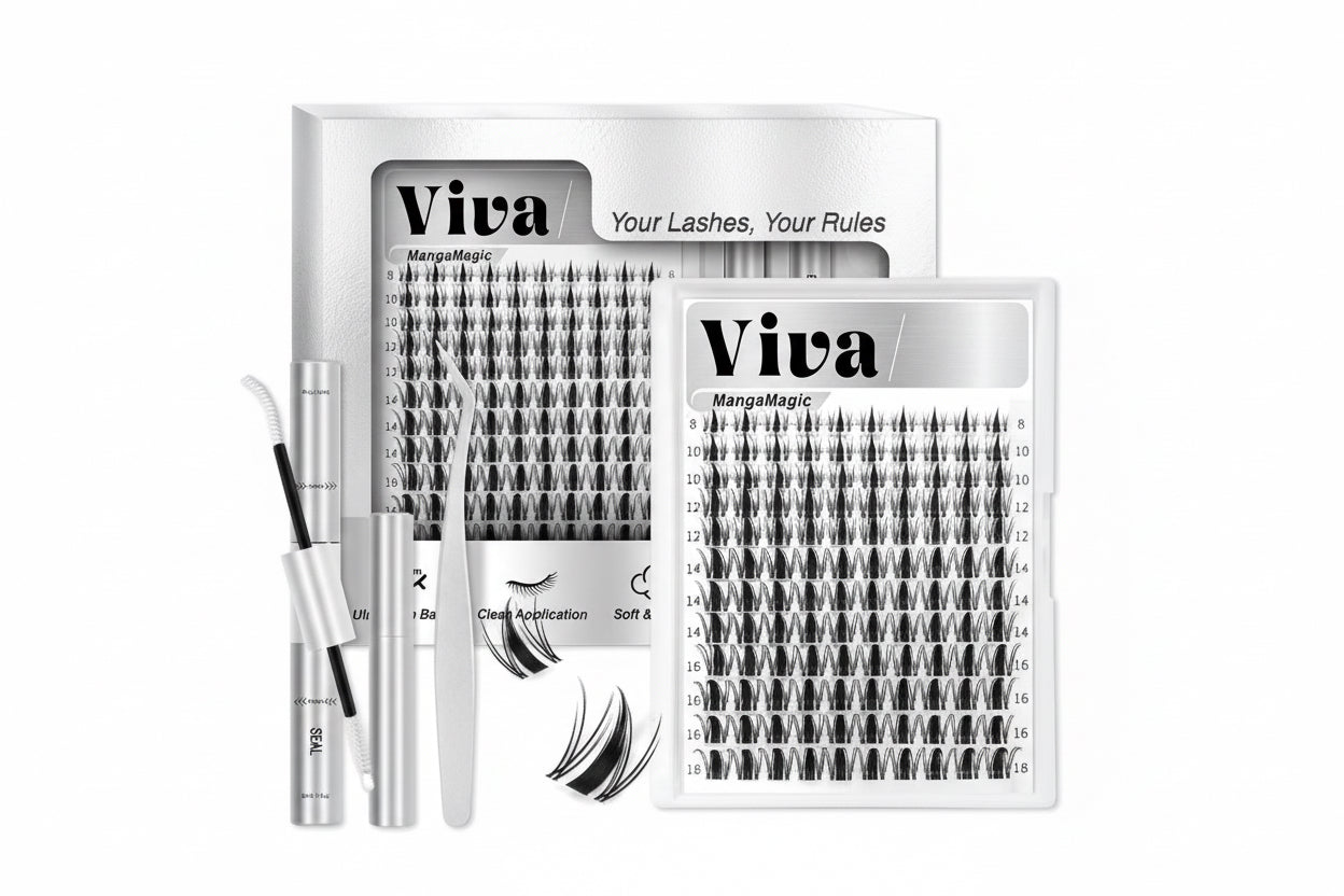 Viva | Airycute Mangamagic Collection Upgrade U Lashes with Ultra-Dense, Waterproof, Long-Lasting Lashes | Fairy | Fashion Wet Look | Beginner-Friendly DIY Lashes for a Flawless, Voluminous Look | Trendy & Must-Have Clusters
