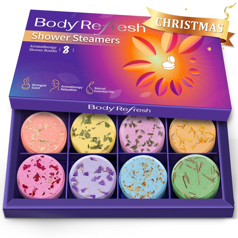 Bodyrefresh Shower Steamers – 8 Pack Aromatherapy Shower Bombs with Essential Oils | Stress Relief Self-Care SPA | Birthday & Christmas Gifts for Women, Mom, Girlfriend, Teacher