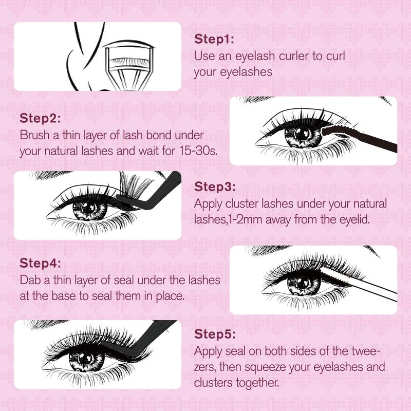 OKAYLOVE Lashes Cluster Vixen|Bunny Lash Clusters Kit, Manga Lash Extension with Waterproof Long-Lasting Lash Bond and Seal,Tweezers and Remover for DIY Eyelash at Home Easily, Natural Makeup Girl Gifts
