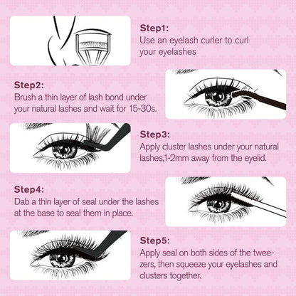 OKAYLOVE Lashes Cluster Vixen|Bunny Lash Clusters Kit, Manga Lash Extension with Waterproof Long-Lasting Lash Bond and Seal,Tweezers and Remover for DIY Eyelash at Home Easily, Natural Makeup Girl Gifts