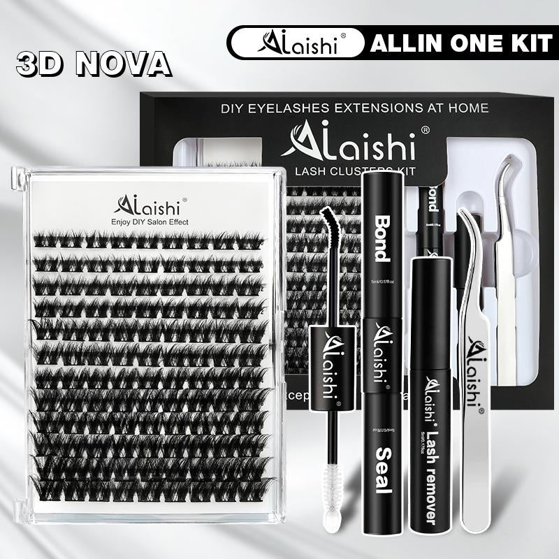 AILAISHI Classic Black and White 3D Eyelash Cluster Set, DIY Eyelash Extension 10-18Mm, 144Pcs D-Curled Soft Natural Eyelashes, with Eyelash Adhesive and Sealant, Tweezers, Makeup Remover , Tiktok Shop Holiday Haul