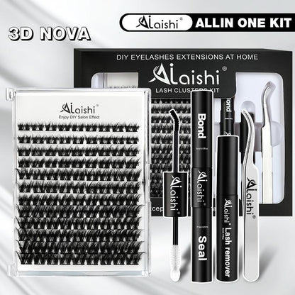 AILAISHI Classic Black and White 3D Eyelash Cluster Set, DIY Eyelash Extension 10-18Mm, 144Pcs D-Curled Soft Natural Eyelashes, with Eyelash Adhesive and Sealant, Tweezers, Makeup Remover , Tiktok Shop Holiday Haul