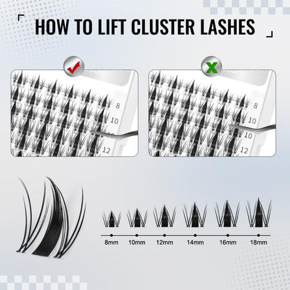 Viva | Airycute Mangamagic Collection Upgrade U Lashes with Ultra-Dense, Waterproof, Long-Lasting Lashes | Fairy | Fashion Wet Look | Beginner-Friendly DIY Lashes for a Flawless, Voluminous Look | Trendy & Must-Have Clusters