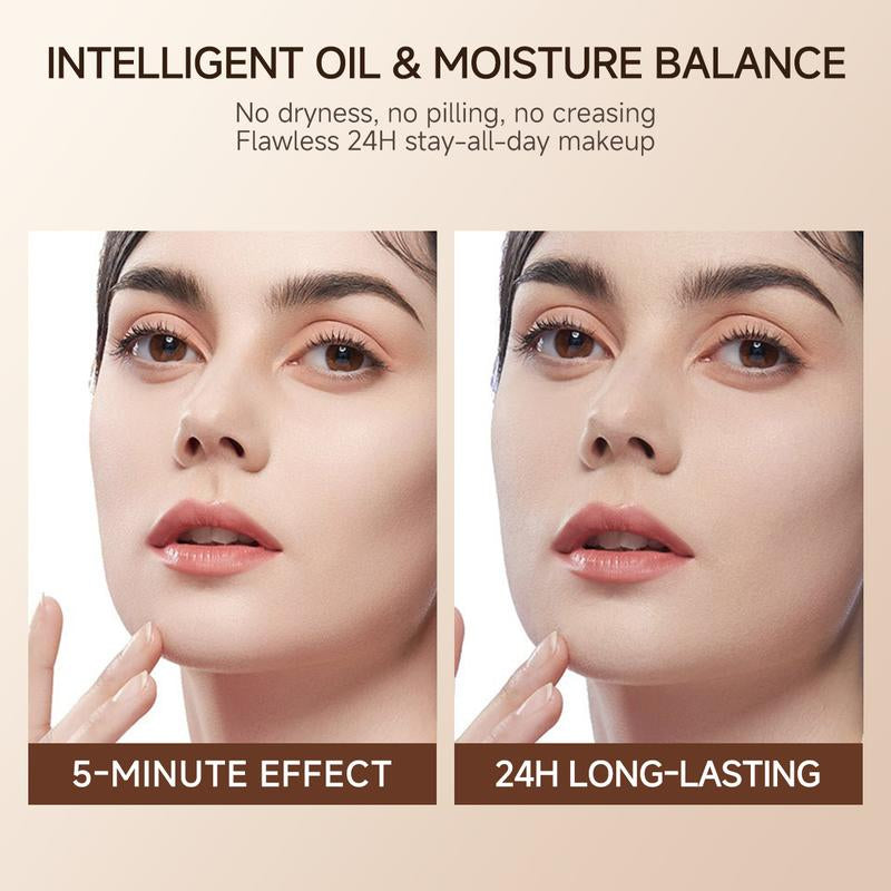 QIANWHITE Luminous Dual-Ended Concealer Foundation Stick with Built-In Brushes Complimentary Puff 24H Long-Lasting Waterproof Sweatproof One-Swipe Even Flawless Base Clear Radiant Skin Foundation Stick