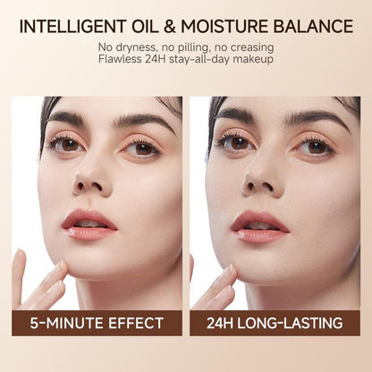 QIANWHITE Luminous Dual-Ended Concealer Foundation Stick with Built-In Brushes Complimentary Puff 24H Long-Lasting Waterproof Sweatproof One-Swipe Even Flawless Base Clear Radiant Skin Foundation Stick