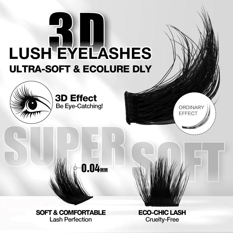 AILAISHI Classic Black and White 3D Eyelash Cluster Set, DIY Eyelash Extension 10-18Mm, 144Pcs D-Curled Soft Natural Eyelashes, with Eyelash Adhesive and Sealant, Tweezers, Makeup Remover , Tiktok Shop Holiday Haul