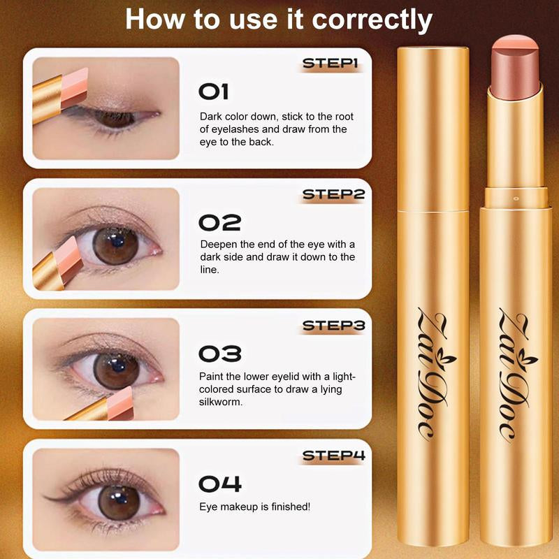 3-In-1 Zaidoc Easy Eyeshadow Stick for Beginners,Smudgeproof in Seconds, One-Stroke Application,Creamy Shimmer Trio Eyeshadow Stick Waterproof Longwear Liquid Eyeliner Color Changing Lip Oil Trio Waterproof Shiny Diamond Eyeshadow