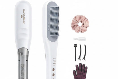 Wavytalk Steamline Pro Steam Hair Straightener Brush Hair Straightening Comb with Scrunchie and Glove