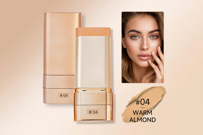 QIANWHITE Luminous Dual-Ended Concealer Foundation Stick with Built-In Brushes Complimentary Puff 24H Long-Lasting Waterproof Sweatproof One-Swipe Even Flawless Base Clear Radiant Skin Foundation Stick