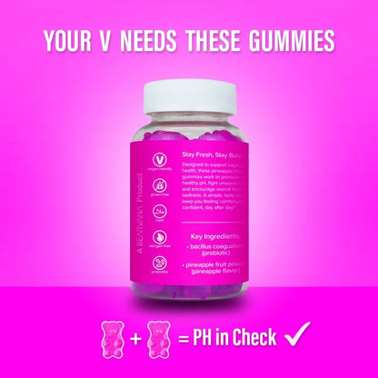 NEW BEARVANA PH Balance Gummies - Women'S Real Pineapple Flavored Vaginal Supplement - One Month Supply - Probiotics Edible Dietary Healthcare Vitamins - Optimum Fitness