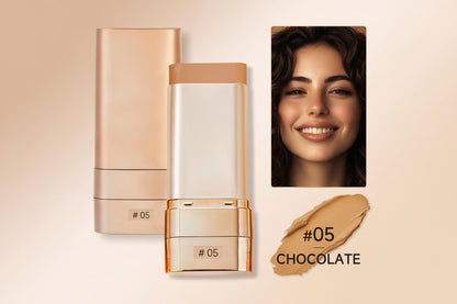 QIANWHITE Luminous Dual-Ended Concealer Foundation Stick with Built-In Brushes Complimentary Puff 24H Long-Lasting Waterproof Sweatproof One-Swipe Even Flawless Base Clear Radiant Skin Foundation Stick